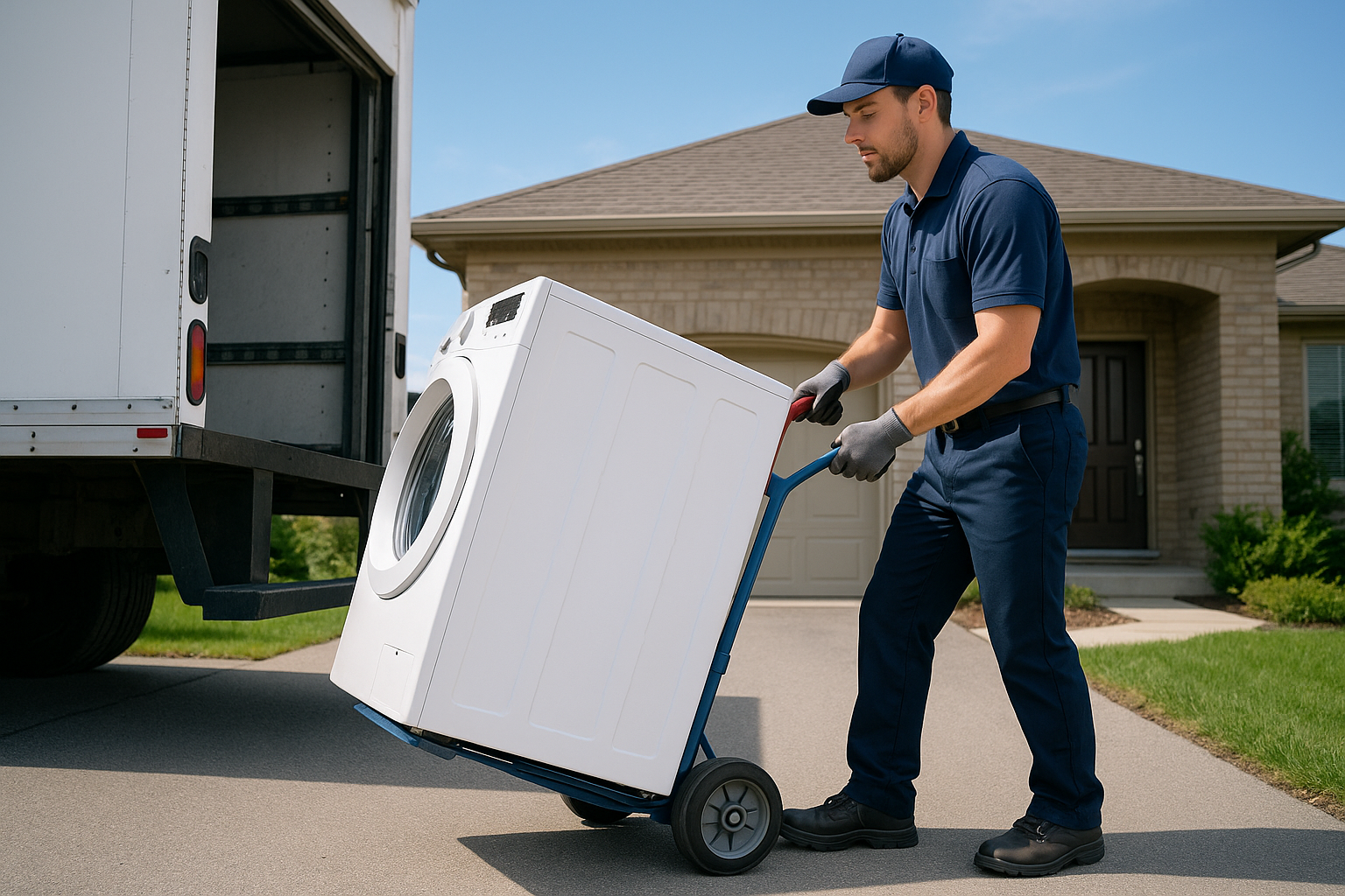 man delivering washer